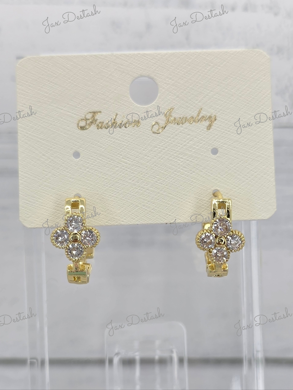 Gold Tone Floral Crystal Hoop Earrings ER4746